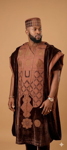 Classic brown Agbada with full embroidery