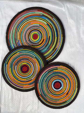 Un ensemble de 3 tapis muraux/décor perlé/tenture murale/décoration murale/décor à la maison/tapis de service à manger