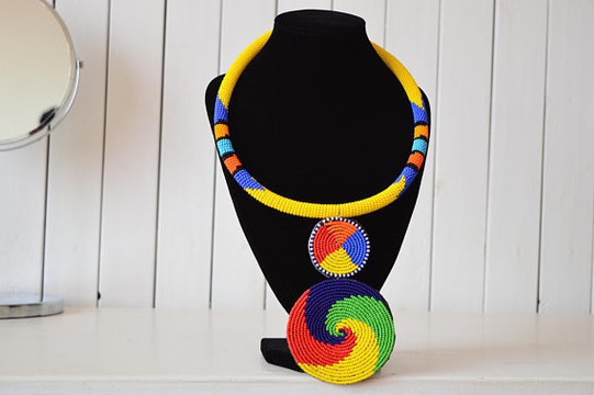 African Maasai Beaded Necklace | Zulu Beaded Necklace | Tiered &amp; Tribal