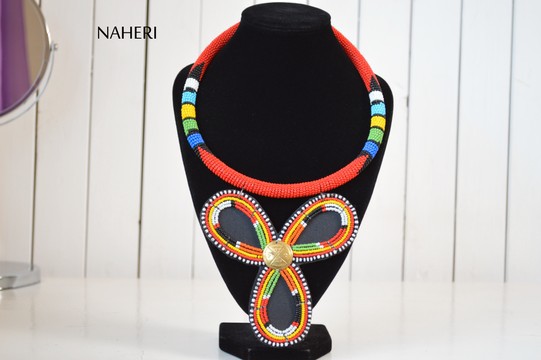 African Red Necklace | Zulu Maasai Beaded Necklace | Tribal and trendy
