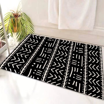 Traditional Black and White Bath Mat Chic Bathroom Rugs (LARGER SIZES AVAILABLE)