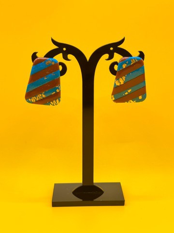 FANCY24-11 : Boucles d'oreille trapézoïdale avec feuille d'or