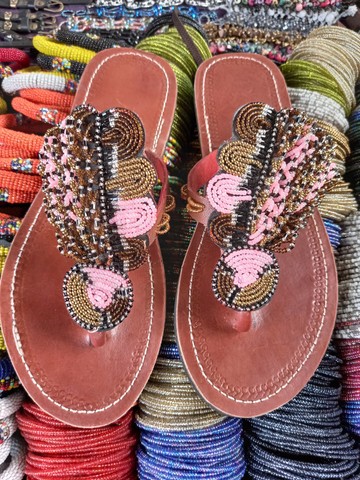 Beaded sandals, Masai sandals, Female sandals, Leather sandals