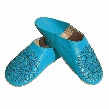 Chaussons en cuir véritable Bleu