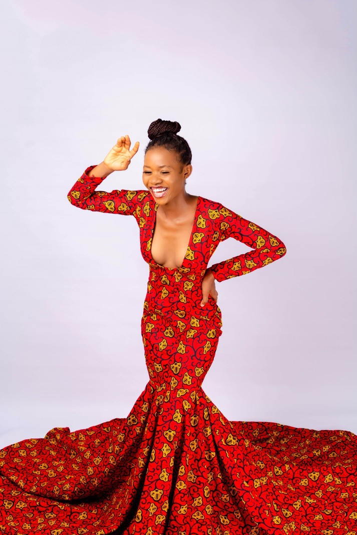African mermaid dress, Ankara evening dress, prom dress, sexy gown, rec -  ANKA