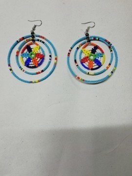 African beaded earrings, Beaded hoop earrings, Zulu beaded earrings, Multicolored earrings