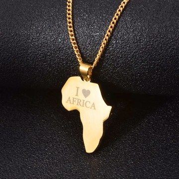 Collier carte africaine plaqué or 18 carats