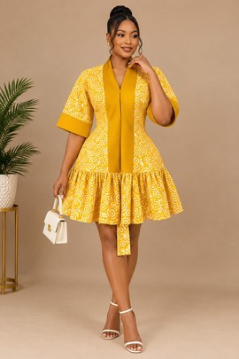 Women’s Yellow Ankara Print Bubu Dress