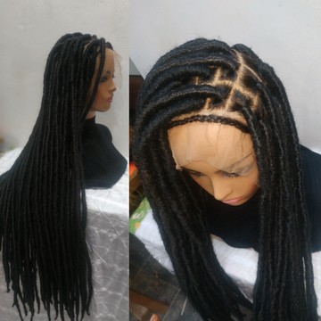Black handmade locs,soft locs, lace wig 42 inches