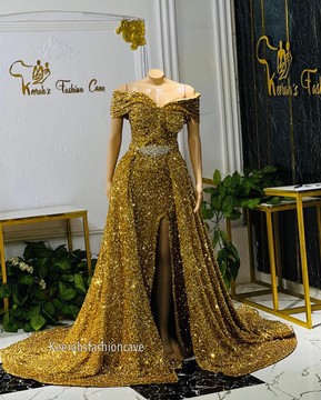 Shimmery mermaid sequin prom evening dress with train, prom dress, homecoming gown, party dresses
