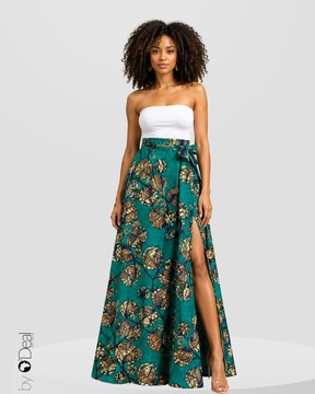 Maxi jupe taille haute en wax premium