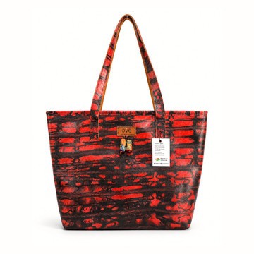 Buuba Sac cabas en cuir rouge et noir - Grand