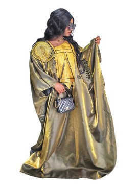 Maimuna Luxe Metallic Embroidered Kaftan Dress For Weddings/Special occasions/Plus Size
