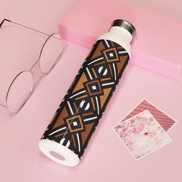 Bogolan Insulated Water Bottle | African Mud Cloth 20oz Stainless Steel Bottle
