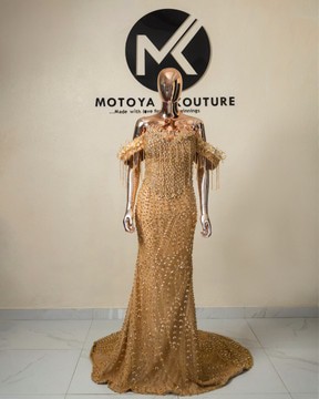 GOLDEN CRYSTAL EMBELLIESHED GOWN