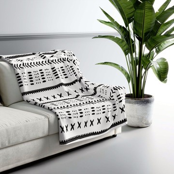 African Ethnic Blankets Tribal Throw White and Black (MORE SIZES AVAILABLE)