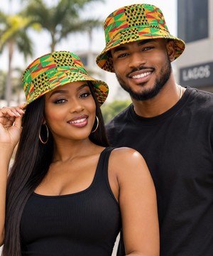 Kente Print Bucket Hat | African Pattern Headwear | Bynelo