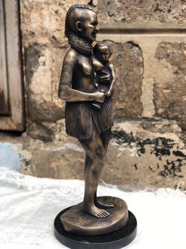 African woman and child bronze sculpture/ mother's love sculptor