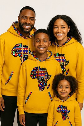 African Family Hoodie Set – 4 Pieces (2 Adults + 2 Kids)