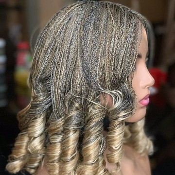 In stock Frontal 13x6  French braids, Wig for black women, Micro braids, Ash blonde with dark roots