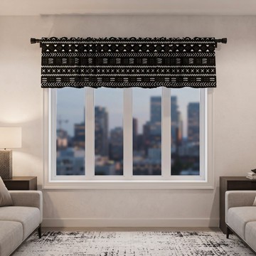 Tribal Legacy Curtain Valance Black and White | African Window Décor | Bynelo