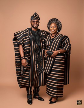 Couples Handwoven Aso-oke Aso Ebi set