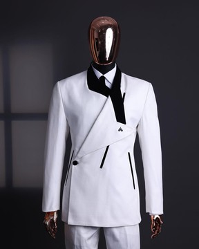 A polished chinos “pride &amp; prejudice”, double breasted deconstructed dropping single lapel suit