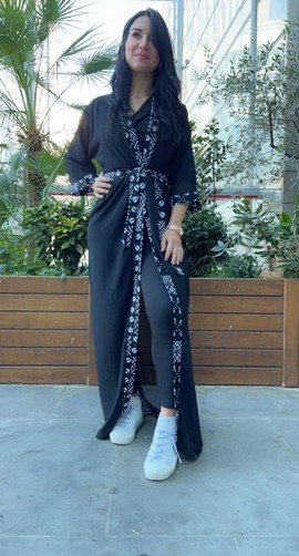 Fluid kimono Bogolan print