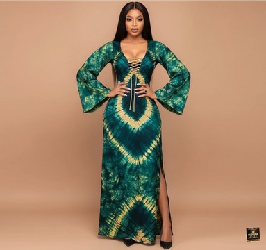 Emerald Goddess Tie-Dye Maxi Dress