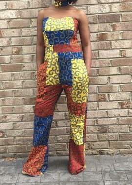 Mixed Print Ankara Jumpsuit