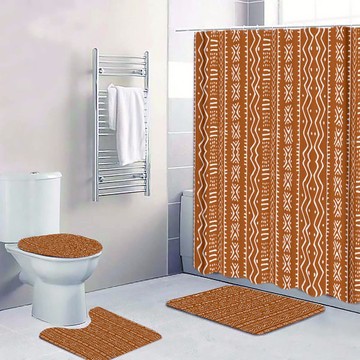 (4 Piece) - Mud Cloth Afrocentric Bathroom Sets Decor (MORE SIZES AVAILABLE)