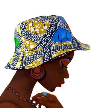 green and black ankara bucket hat