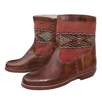 BIG SALE! Genuine leather boots with Kilim Handmade by Cuiroma craftsmen in Morocco