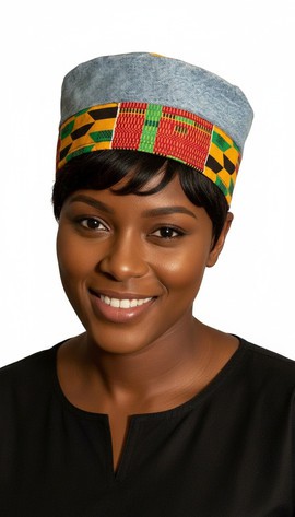 denim ankara african hat