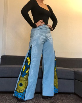 Pantalon en jean motif wax