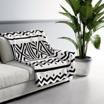 Afrocentric Mudcloth Tribal Print Blanket Zigzag Pattern (MORE SIZES AVAILABLE)