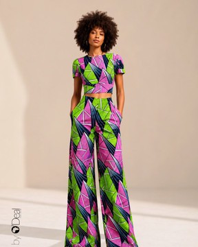Wide pant set and tie back top