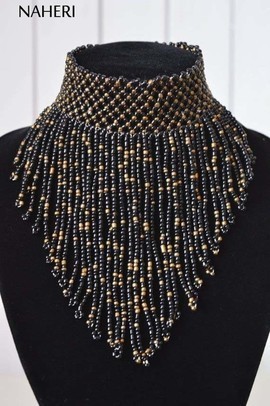 African Maasai Beaded Choker Necklace | African tribal Necklace | Black Necklace