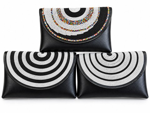 3 Hand Beaded Clutch Bag, African Beaded Evening Purse, Handmade Statement Handbag