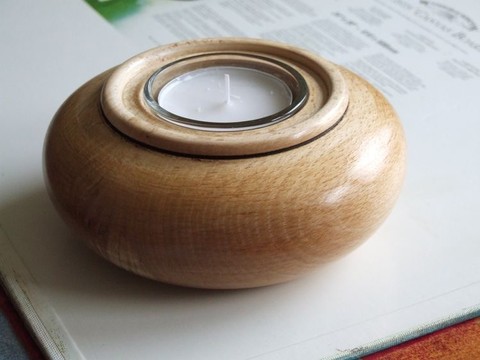 Unique circular wooden candle holder