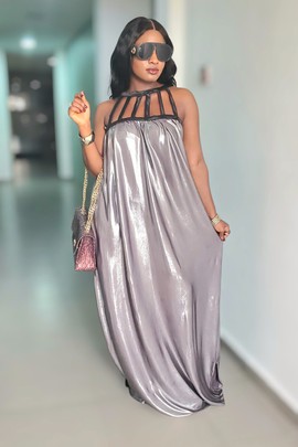 Sharon Elegant Woman Metallic Long Dress For Weddings/Special occasions