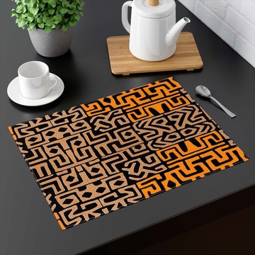 (TWO PIECES) African Tabletop Placemat Kuba Geometric Print (MORE SIZES AVAILABLE)