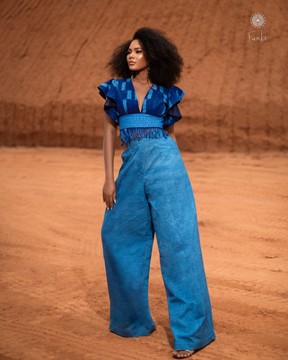 Fringed cropped top and pants set
