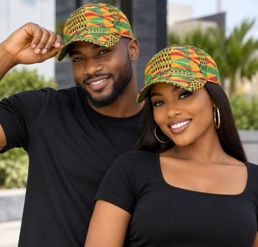 Kente Print Baseball Peaked Face Cap