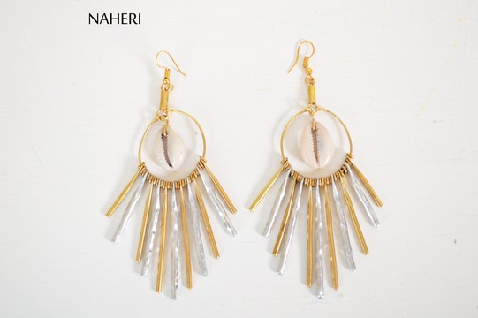 Boucles d'oreilles en laiton et aluminium d'inspiration africaine