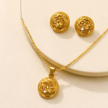 Elegant Gold Jewelry Set for Women | Statement Necklace, Earrings, | Luxury Jewelry Gift