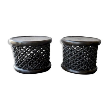 Lot de 2 Tabourets/tables basses Bamiléké Africains