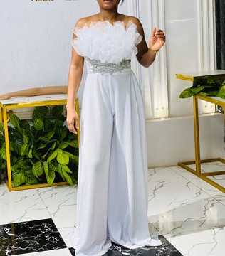 Combinaison décontractée femme blanche, combinaisons de mariée, tailleur-pantalon de mariage, barboteuse de mariage