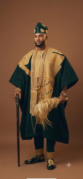 Royal Emerald Green Aso Oke Agbada