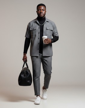 Urban Traveler Pinstripe Set | Men's Short Sleeve Shirt Jacket &amp; Trousers Suit